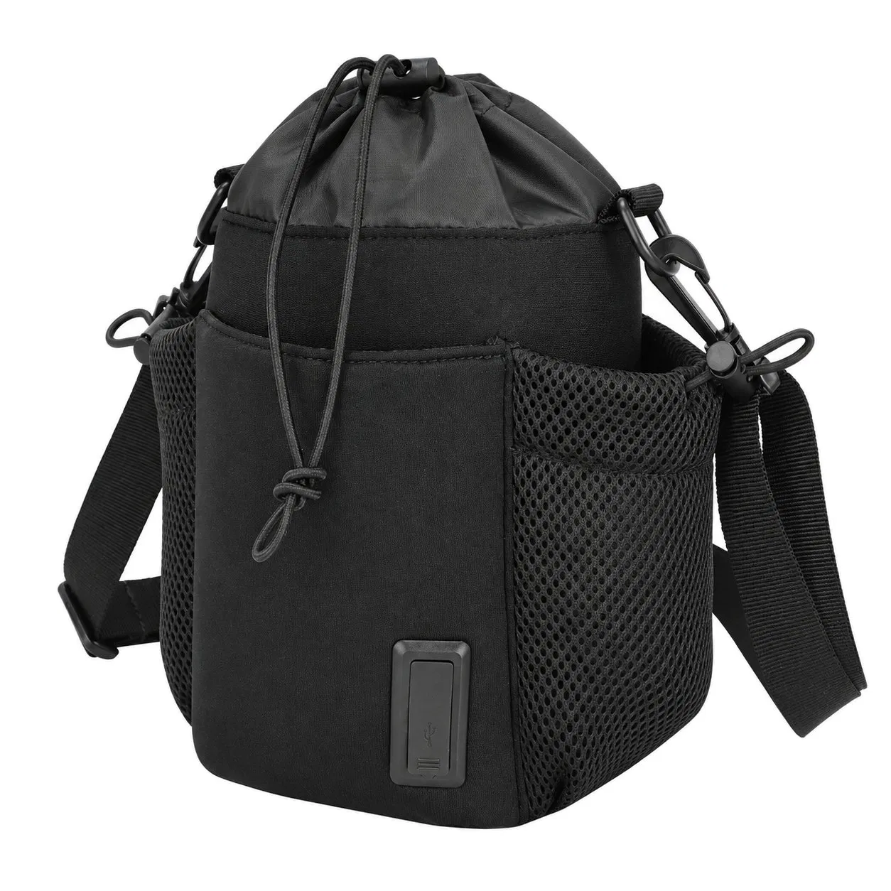 Custom Polyester Magnetic Gym Sling Bag with Water Bottle Holder and Drawstring Closure for Travel