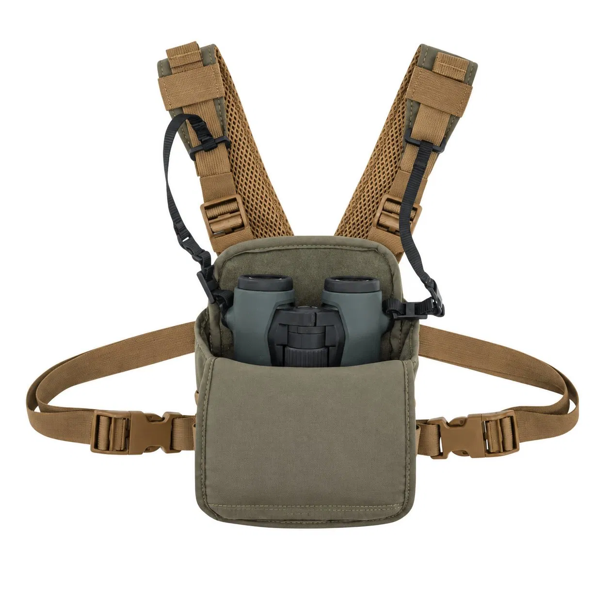 Custom Tactical Binocular Harness Chest Pack with Adjustable Straps and Side Pockets for Outdoor Use