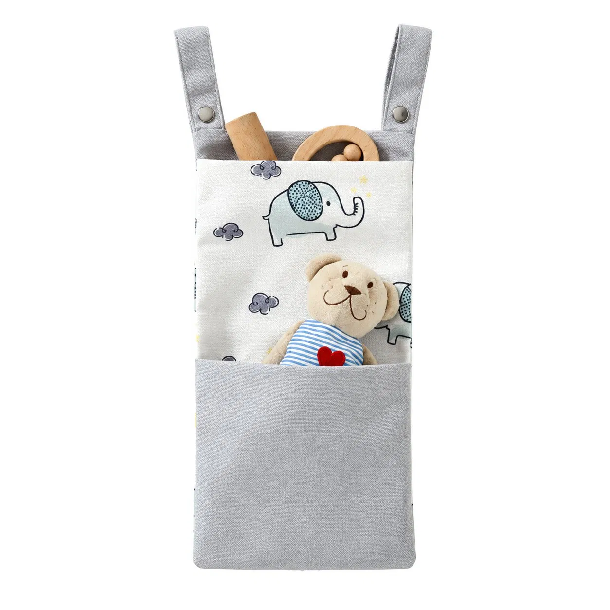 Custom Polyester Hanging Crib and Stroller Organizer with Pockets for Diapers Toys and Baby Essentials