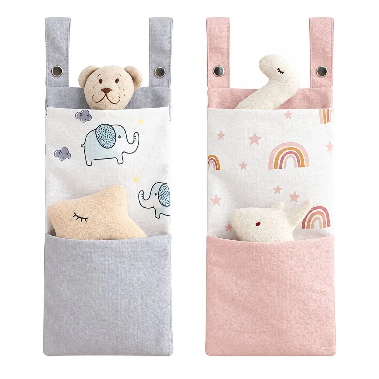 Custom Polyester Hanging Crib and Stroller Organizer with Pockets for Diapers Toys and Baby Essentials
