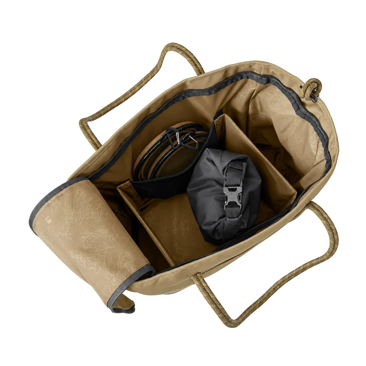 Custom Polyester Dog Travel Tote with Food Storage Collapsible Bowls and Removable Dividers for Pet Supplies