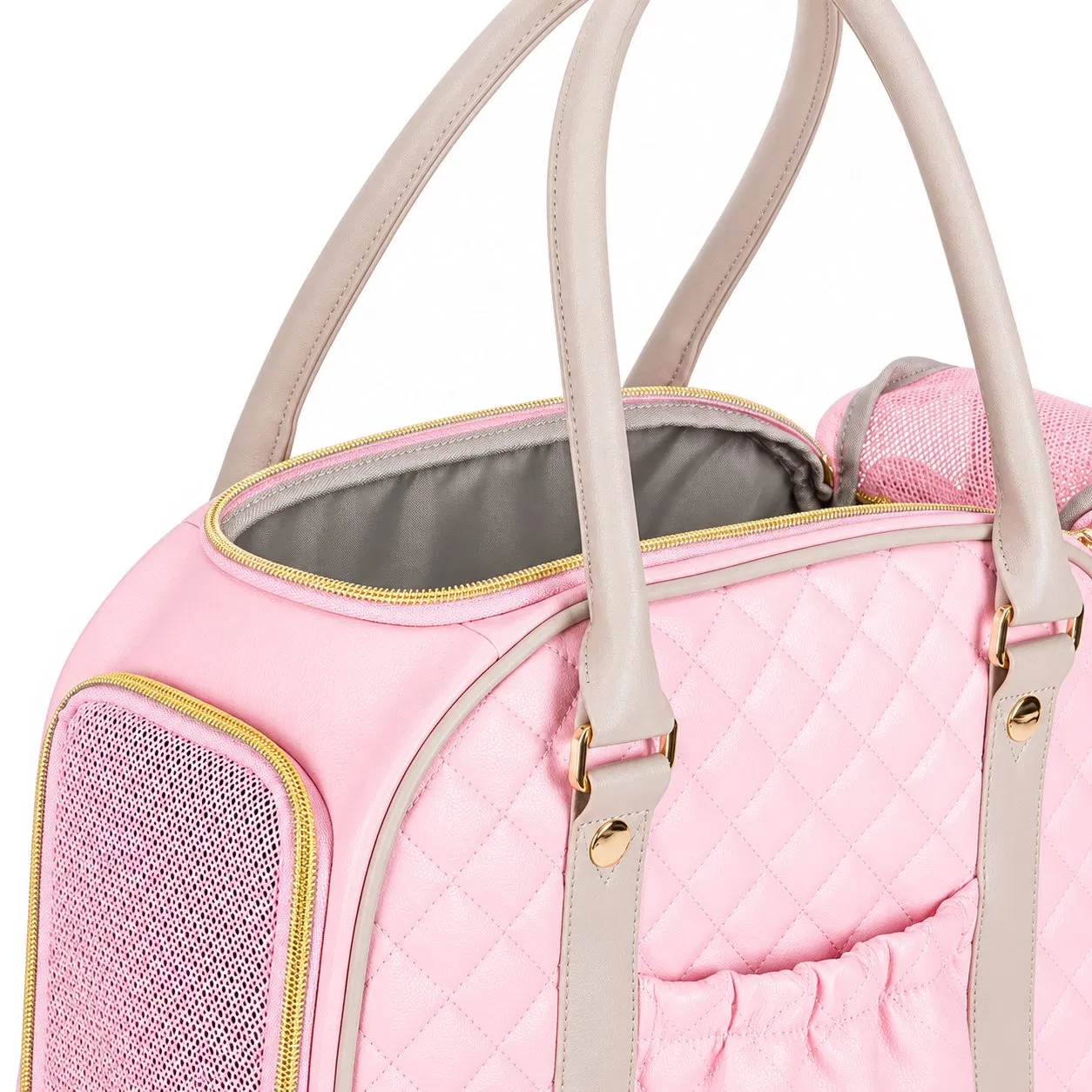 Custom Foldable Polyester Pet Carrier Handbag with Breathable Mesh Lining for Small Dogs and Cats