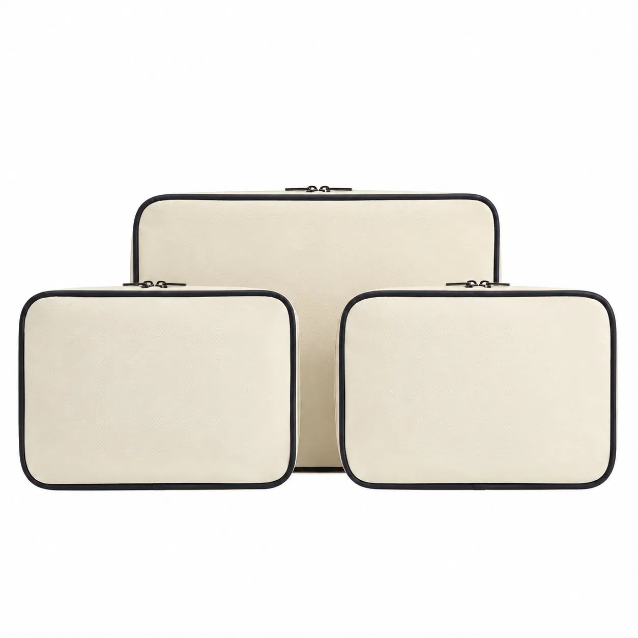 Custom Lightweight Three Piece Polyester Packing Cubes with Zipper for Travel Luggage Organization