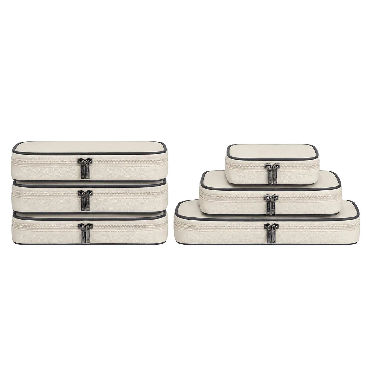 Custom Six Piece Polyester Packing Cubes with Zipper and Soft Handles for Travel Luggage Organization