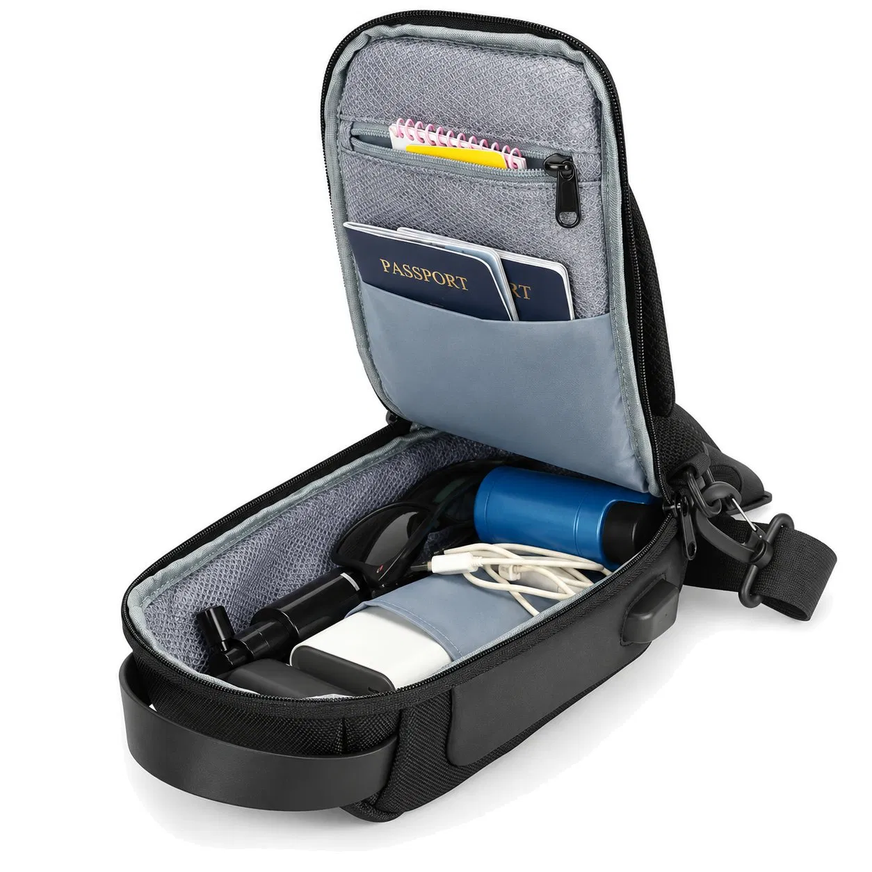 Custom Polyester Crossbody Sling Chest Bag with Zipper for Outdoor Travel and Daily Commuting