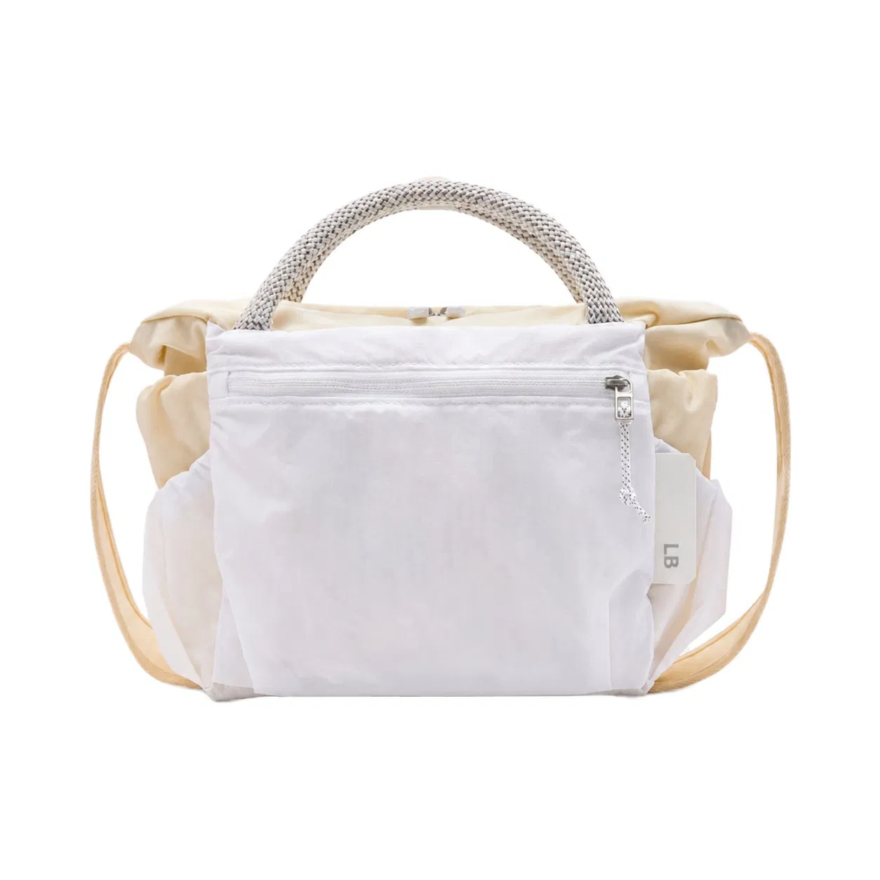Custom Mini Nylon Shoulder Tote with Rope Handle Zipper Pockets and Adjustable Crossbody Strap for Women