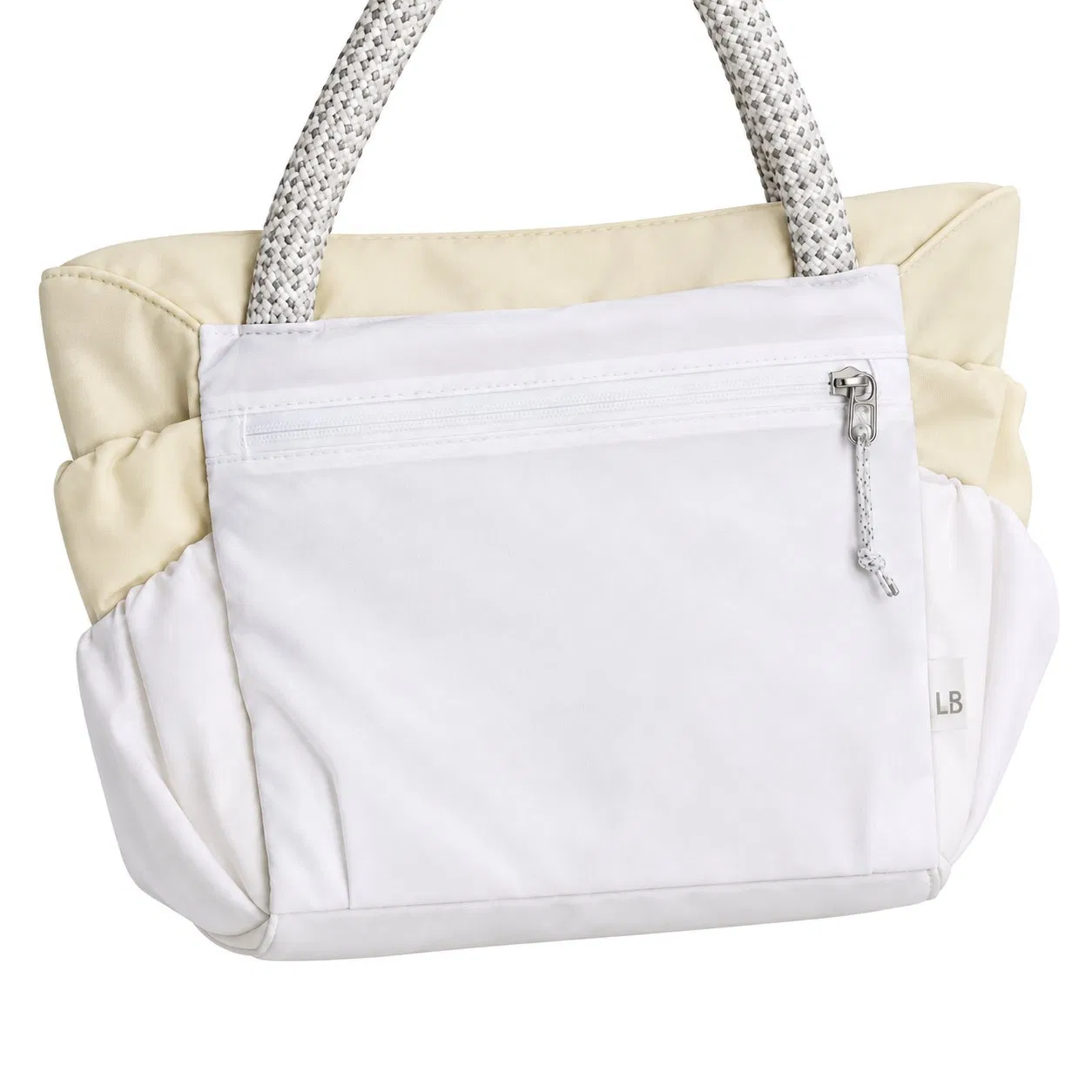 Custom Mini Nylon Shoulder Tote with Rope Handle Zipper Pockets and Adjustable Crossbody Strap for Women