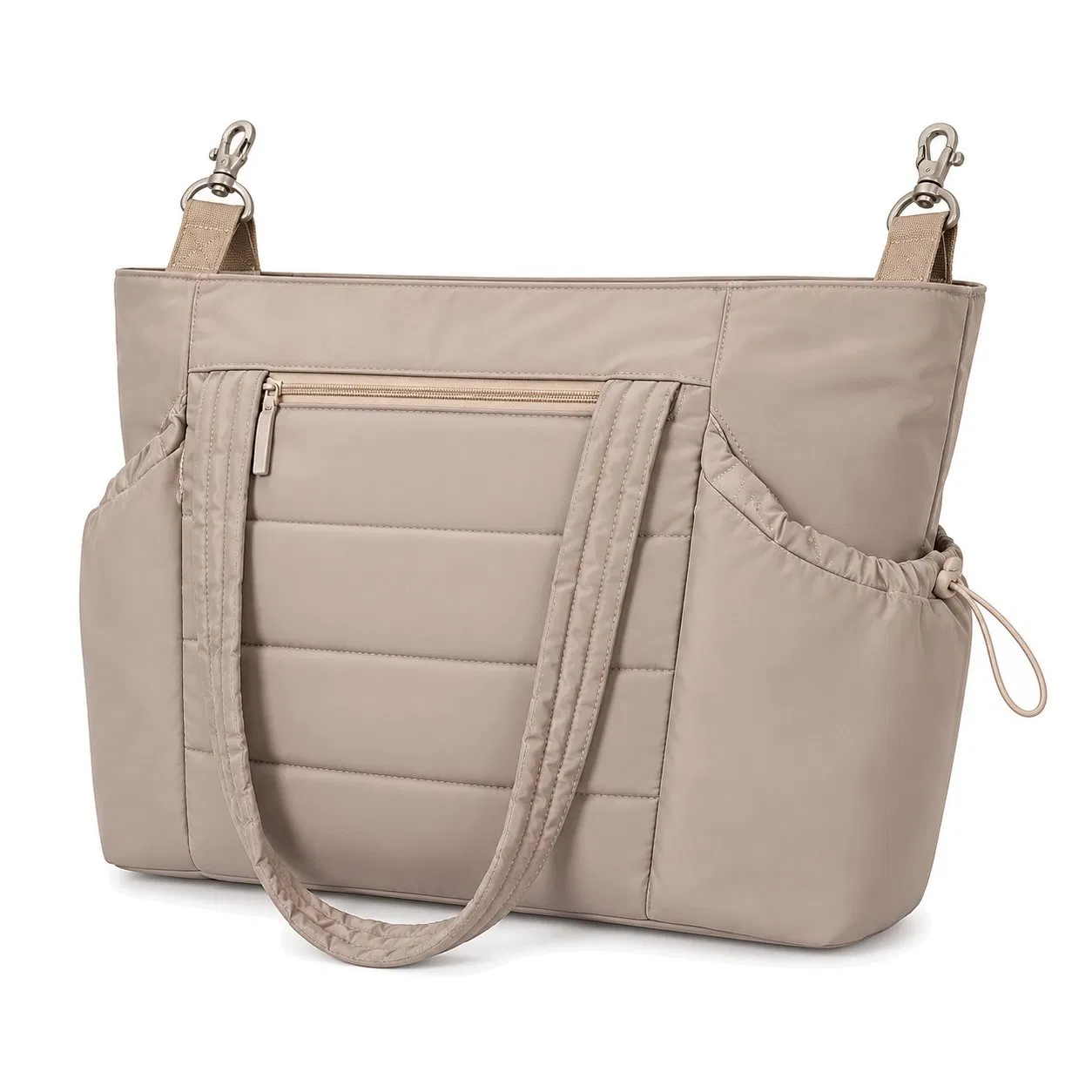 Custom Quilted Polyester Diaper Tote Shoulder Bag with Zipper for Baby Stroller and Travel