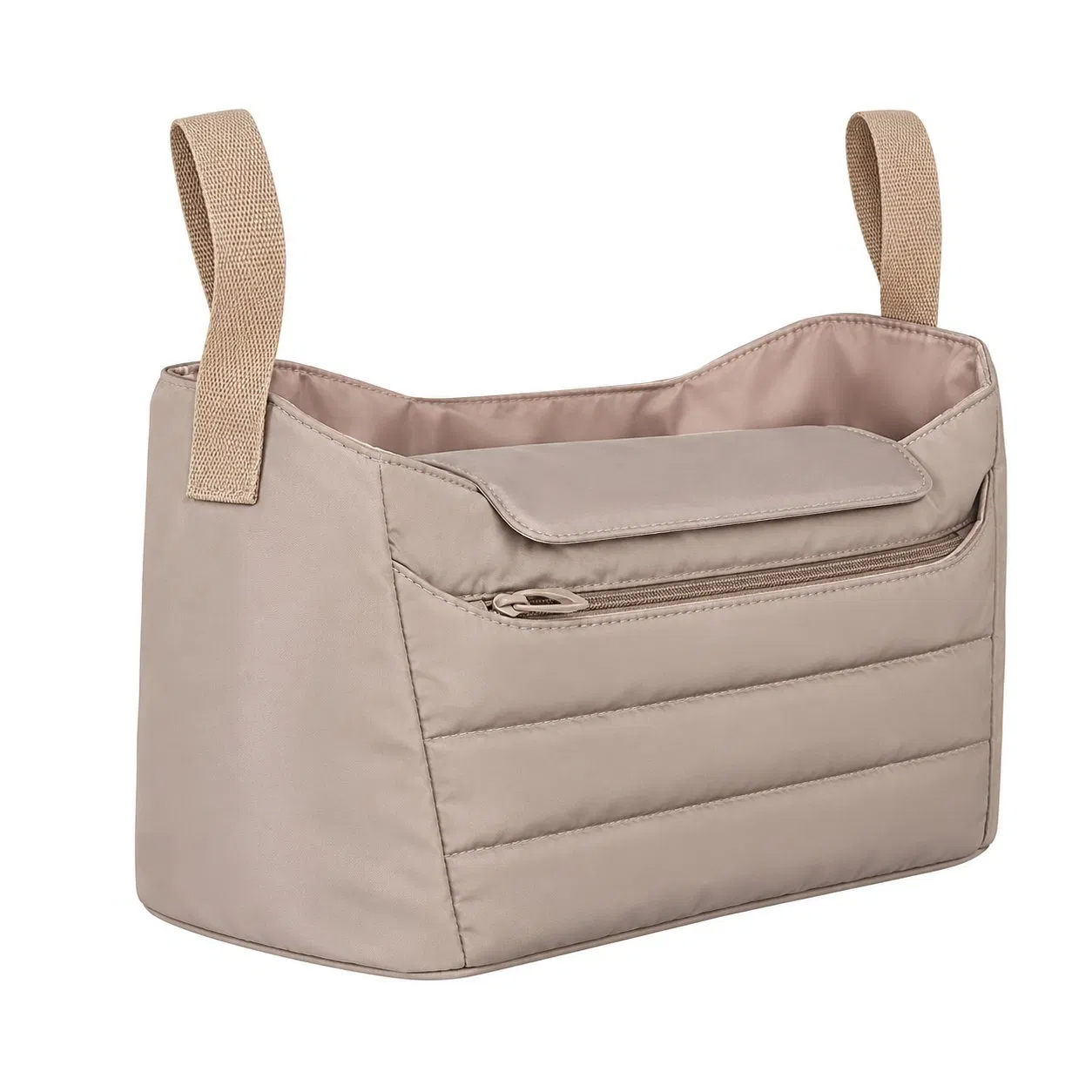 Custom Quilted Polyester Diaper Tote Shoulder Bag with Zipper for Baby Stroller and Travel