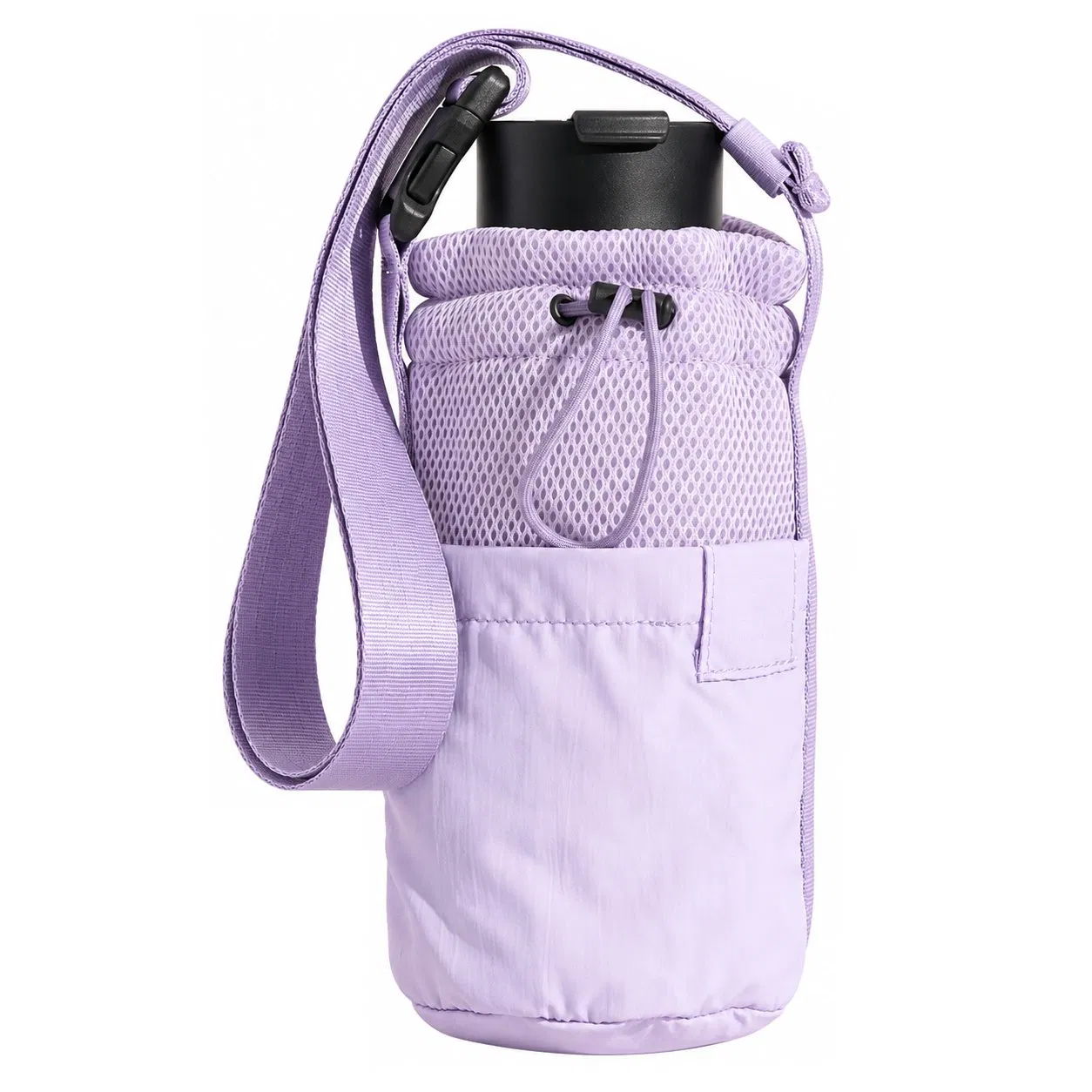 Custom Nylon Insulated Water Bottle Carrier with Phone Pocket and Crossbody Strap for Daily Travel