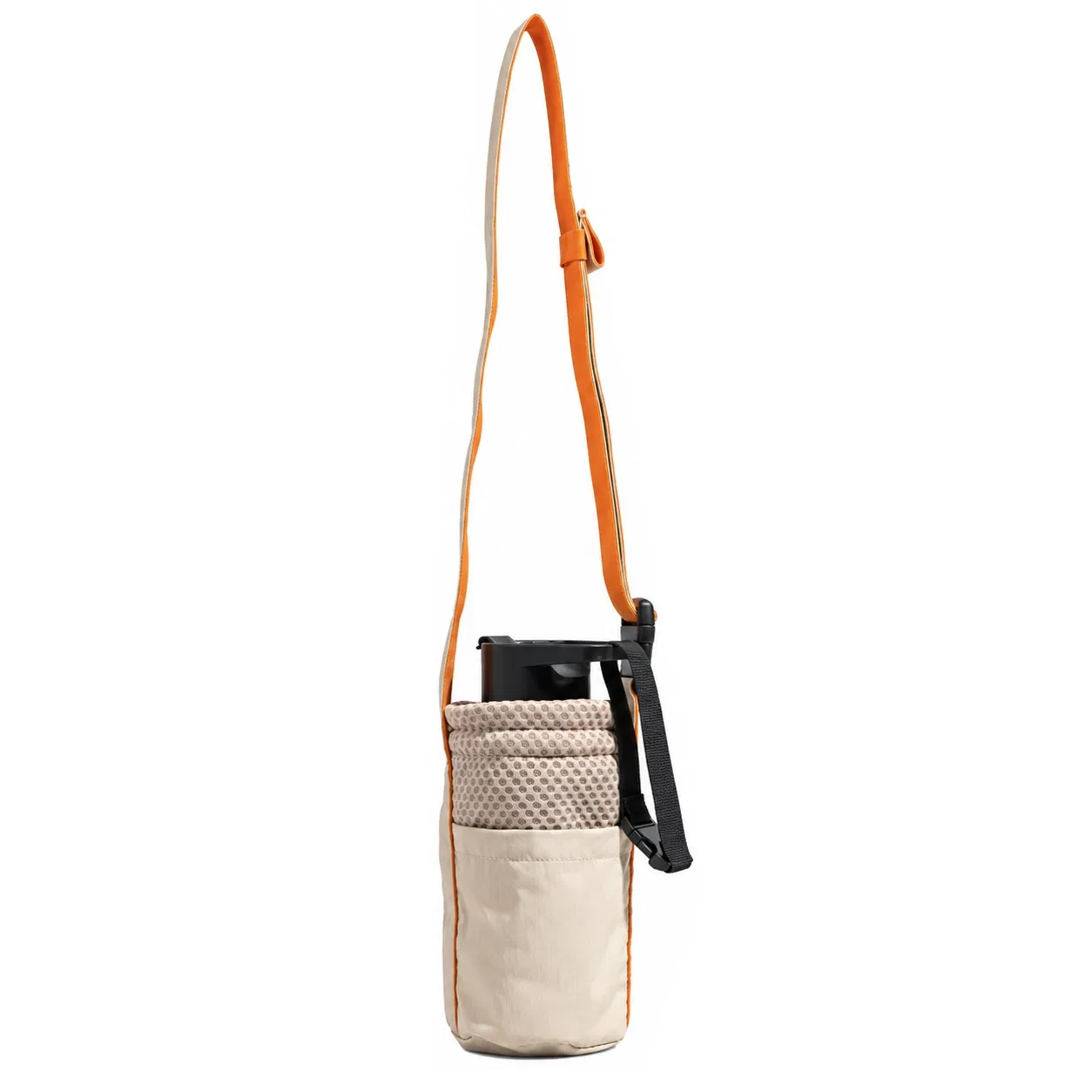 Custom Nylon Insulated Water Bottle Carrier with Phone Pocket and Crossbody Strap for Daily Travel