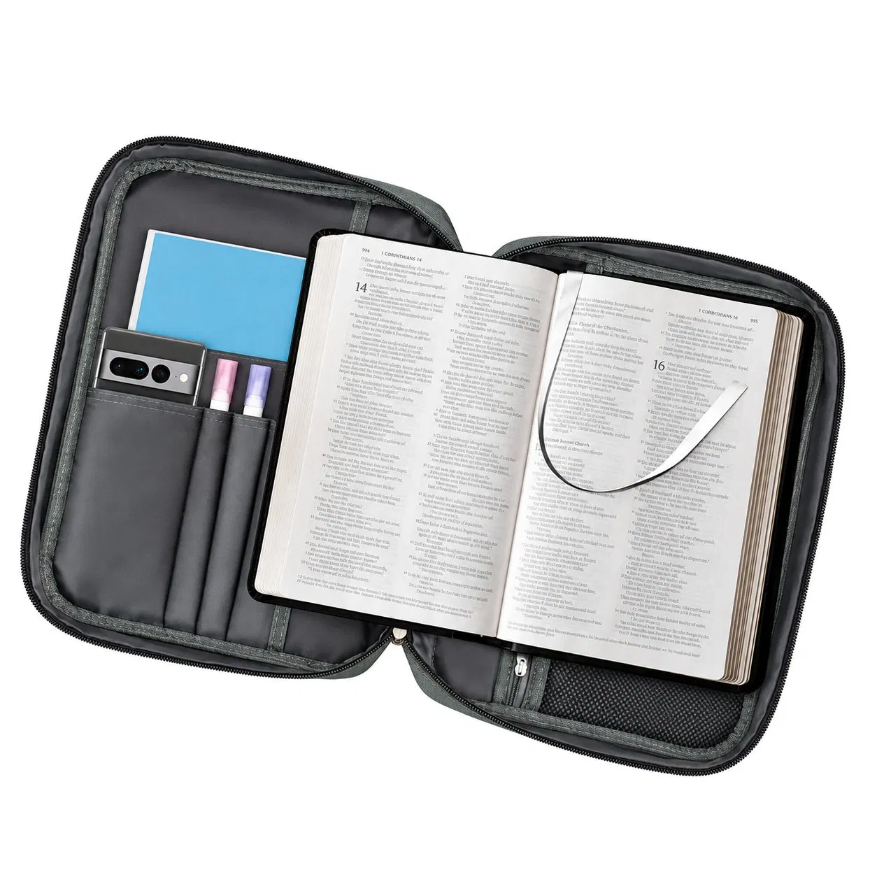 Custom Zippered Bible Book Cover Organizer for Daily Travel Storage with Portable Large Capacity Design
