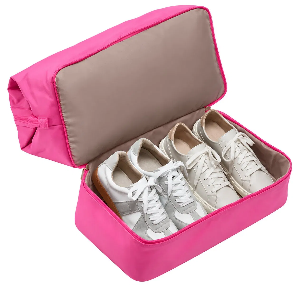 Custom Pink Polyester Weekender with Shoe Compartment Wet Pocket and Toiletry Pouch for Travel and Gym