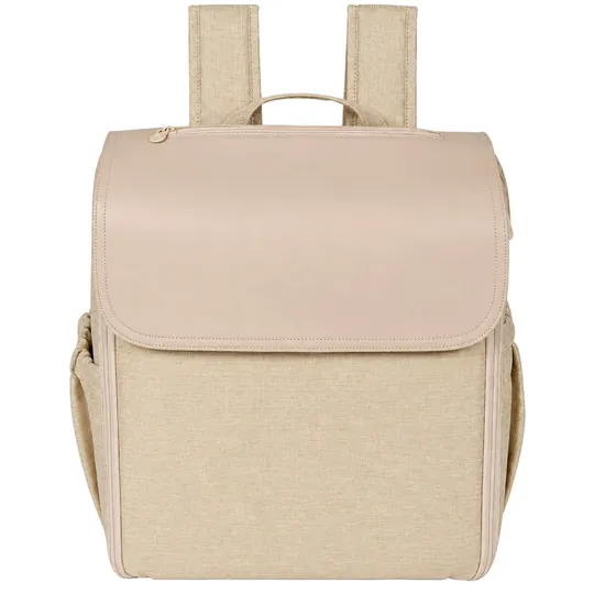 Custom Vegan Leather Diaper Backpack with Detachable Stroller Caddy and Changing Pad for Travel