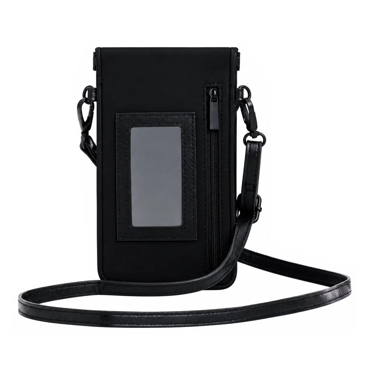 Custom Nylon Crossbody Phone Pouch with PU Trim Zipper and Card Slots for Daily Travel