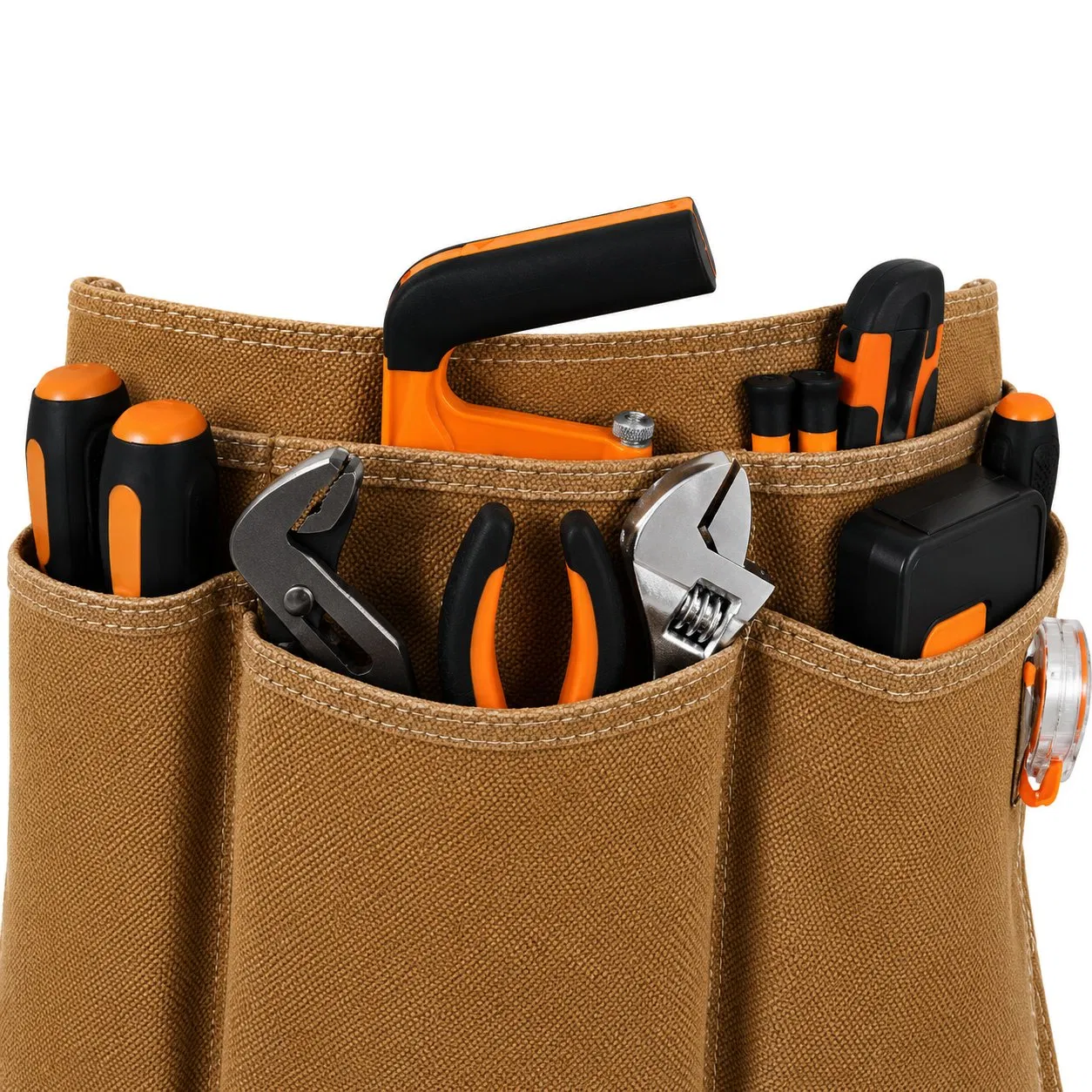 Custom Waxed Canvas Tool Waist Apron with 13 Pockets and Magnetic Function for Electrician Storage