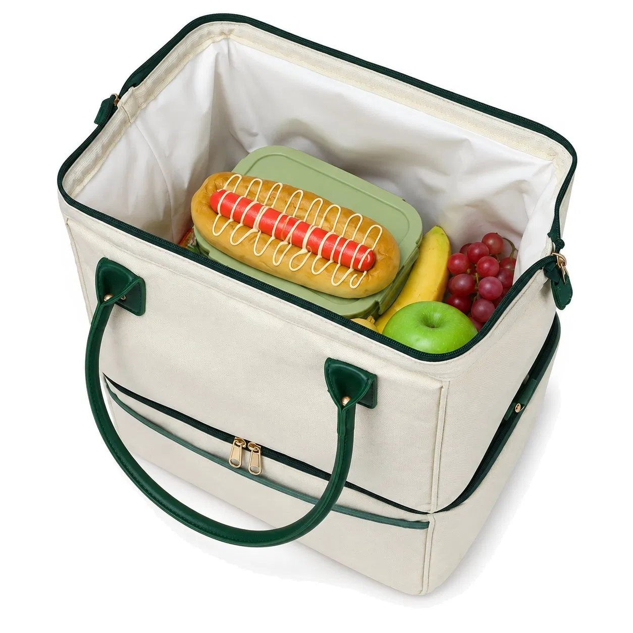 Custom 36L Insulated Cooler Tote with Zipper and Handles for Beach Picnics Food and Beverage Storage