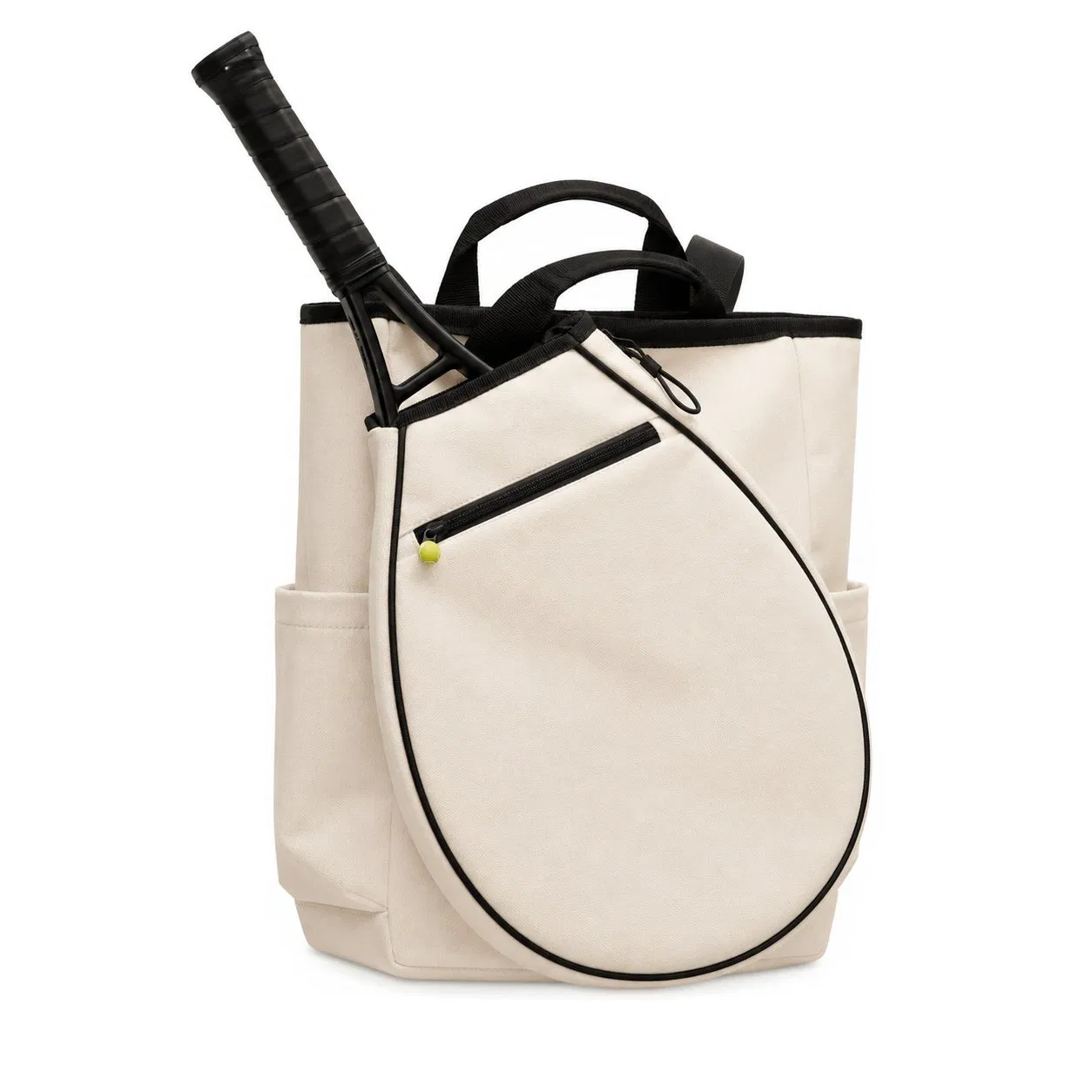Custom Canvas Pickleball Tennis Racket Backpack for Women with Zipper for Sports Gym and Paddle Storage