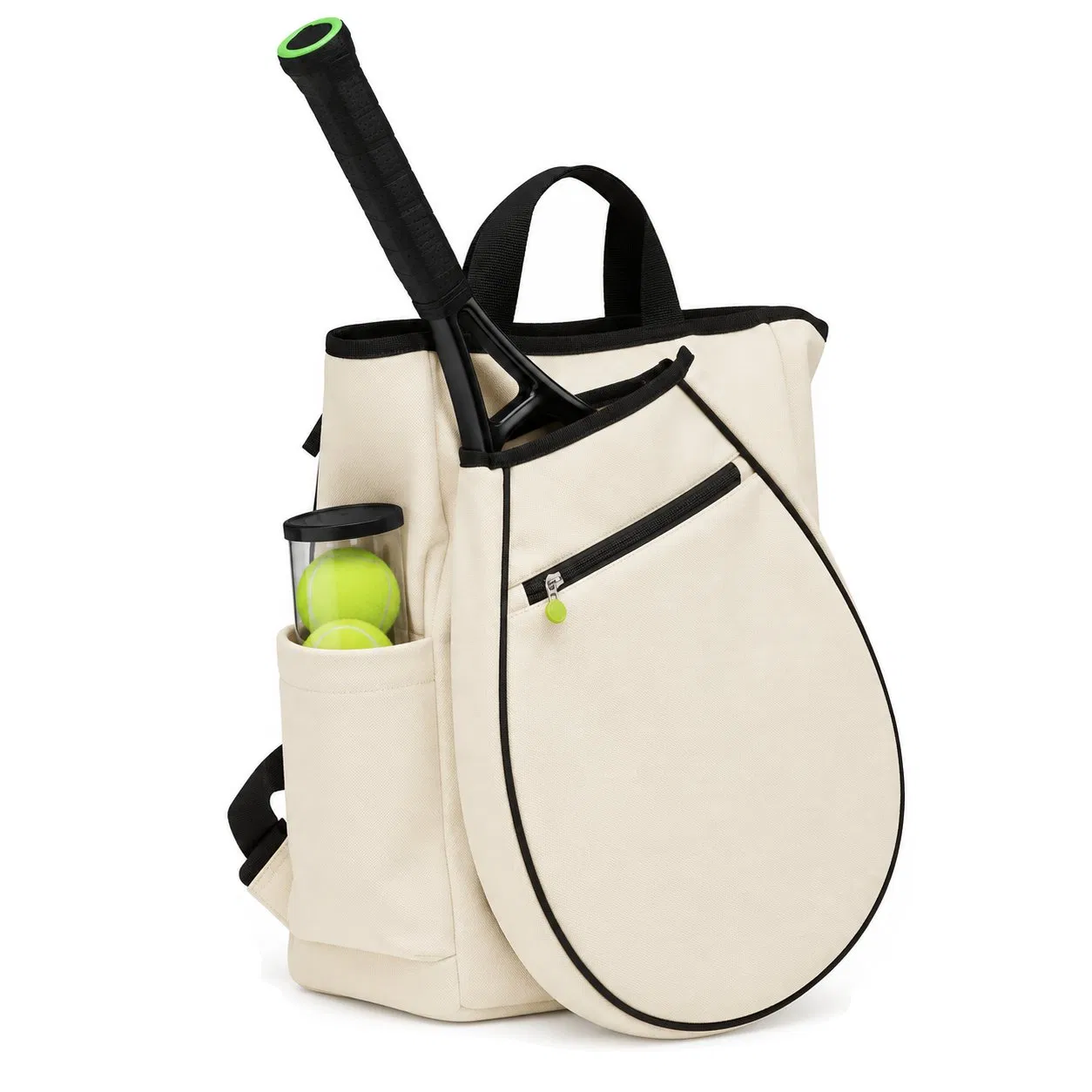 Custom Canvas Pickleball Tennis Racket Backpack for Women with Zipper for Sports Gym and Paddle Storage