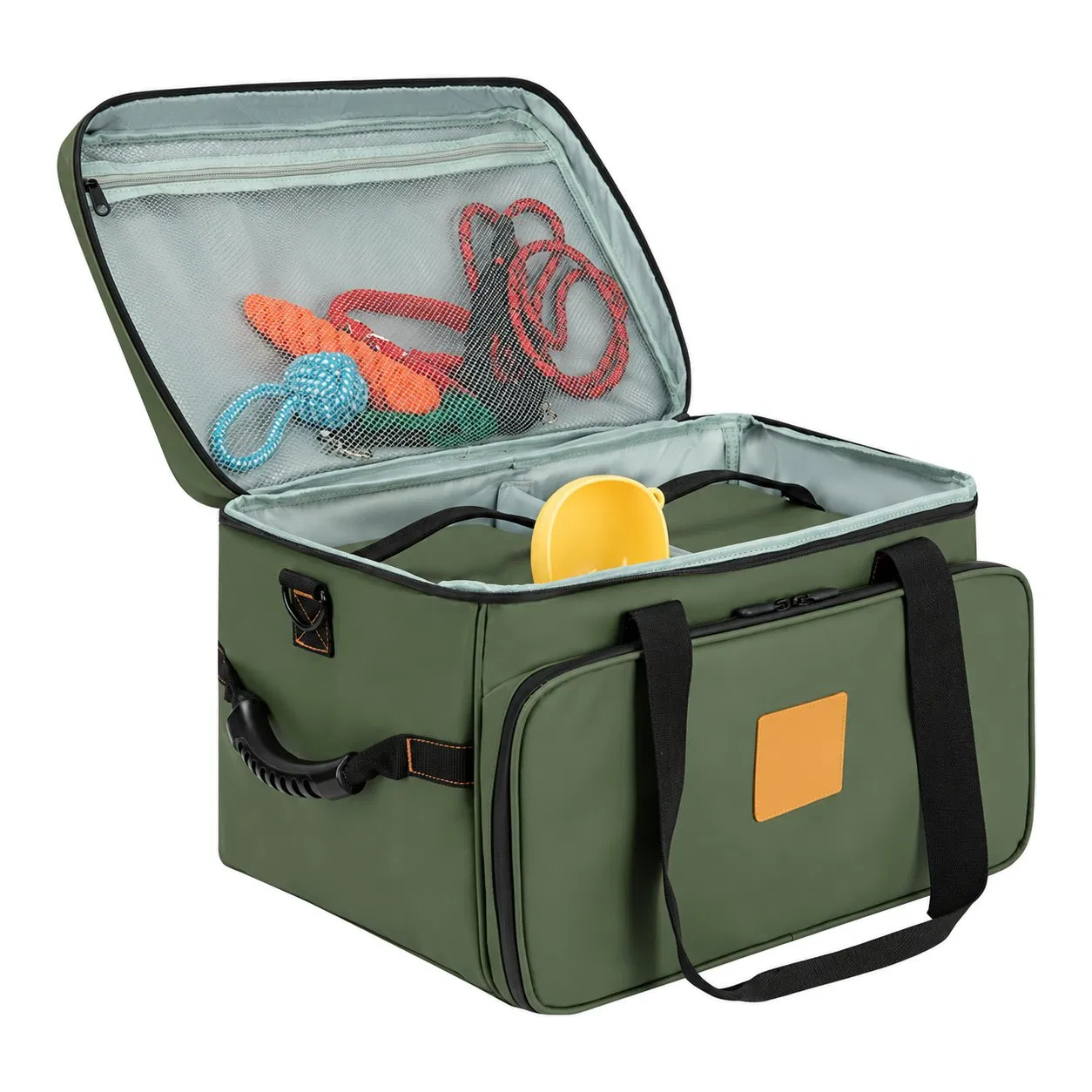 Custom Pet Travel Organizer Tote Bag with Zipper and Mesh Lining for Dog Food Container Storage