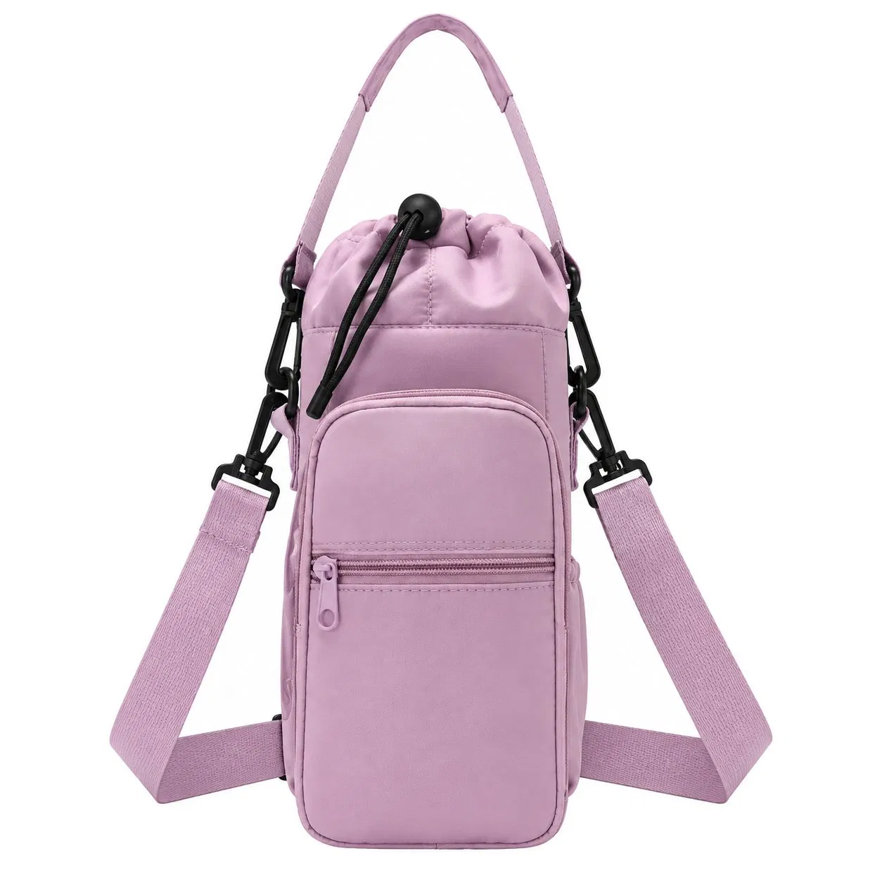 Custom 2L Nylon Insulated Water Bottle Carrier with Zipper Phone Pocket for Cycling Sports and Travel