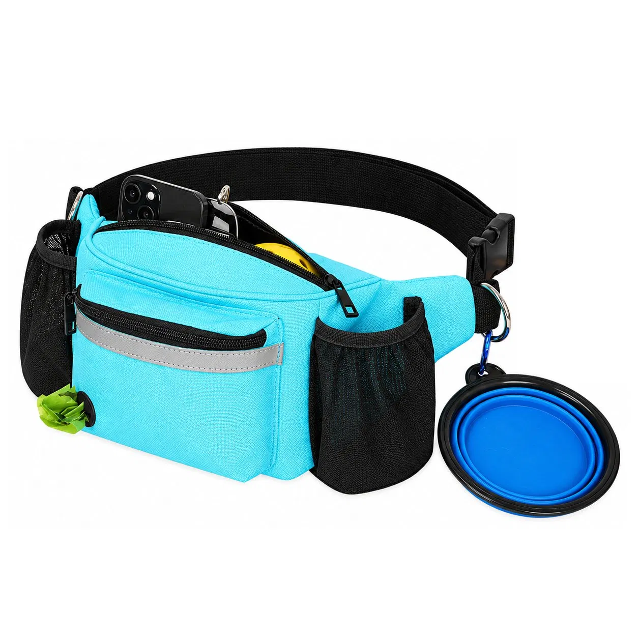Custom Polyester Dog Treat Training Waist Pouch with Zipper for Walking Leash Accessories and Pet Snacks