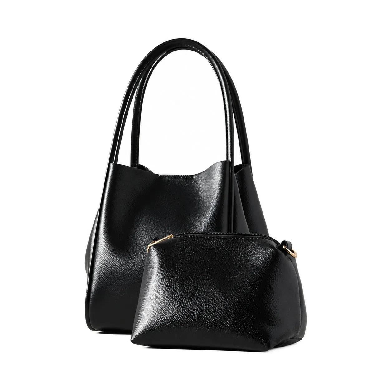 Custom Women PU Tote Handbag with Removable Inner Pouch Adjustable Shoulder Strap and PVC Lining for Daily Use