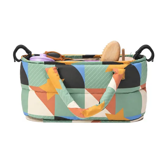 Custom Polyester Stroller Organizer Diaper Caddy Bag with Cup Holders and Large Zipper Pocket for Baby Essentials