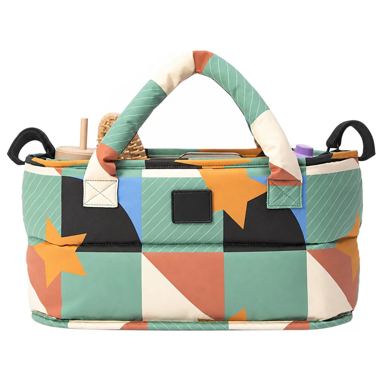 Custom Polyester Stroller Organizer Diaper Caddy Bag with Cup Holders and Large Zipper Pocket for Baby Essentials