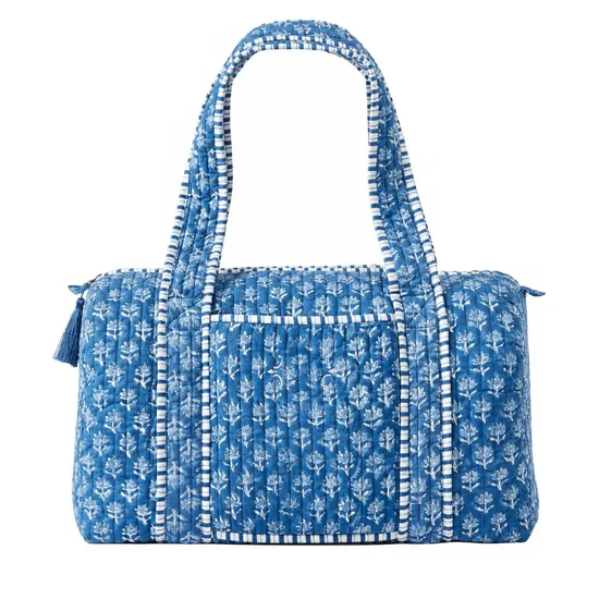 Custom Quilted Gym Travel Duffel Bag with Ventilated Shoe Pocket Luggage Strap and Adjustable Shoulder Strap