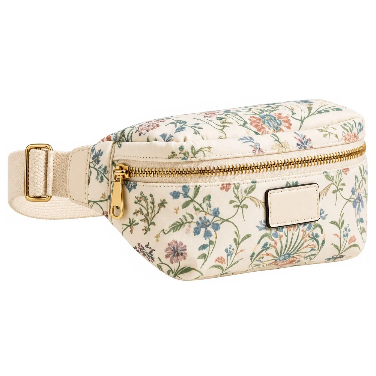 Custom Floral Waist Belt Bag with Zipper Closure Multiple Pockets and Crossbody Carrying for Walking and Travel
