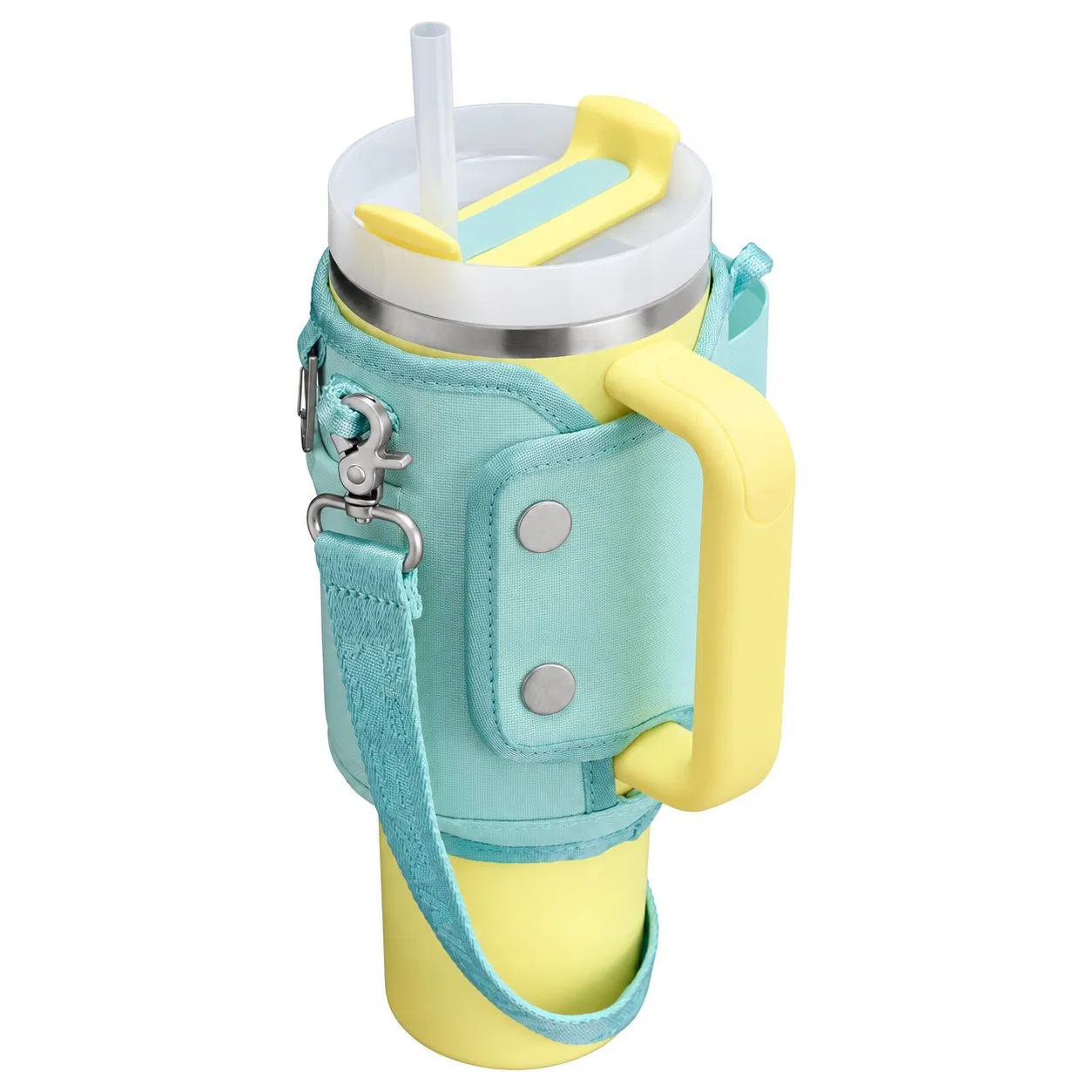 Custom 40oz Water Bottle Sling Carrier Bag with Organizer Pockets Detachable Crossbody Strap and Reflective Details