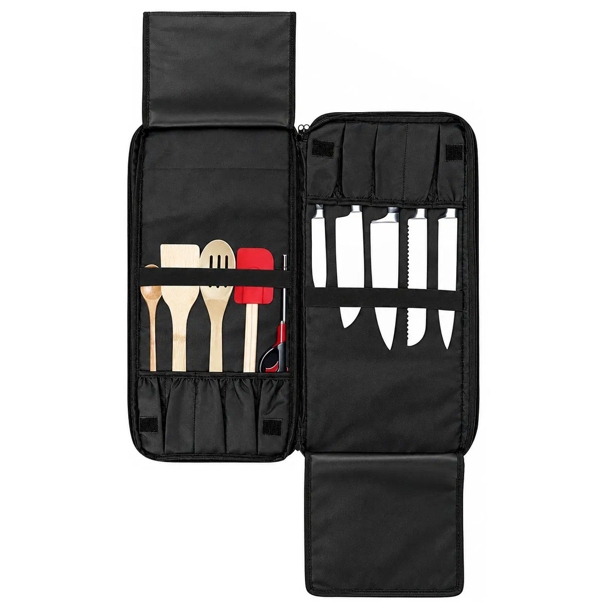 Custom Leather Chef Knife Roll Storage Bag with Buckle Closure Portable Tool Case for Kitchen Travel