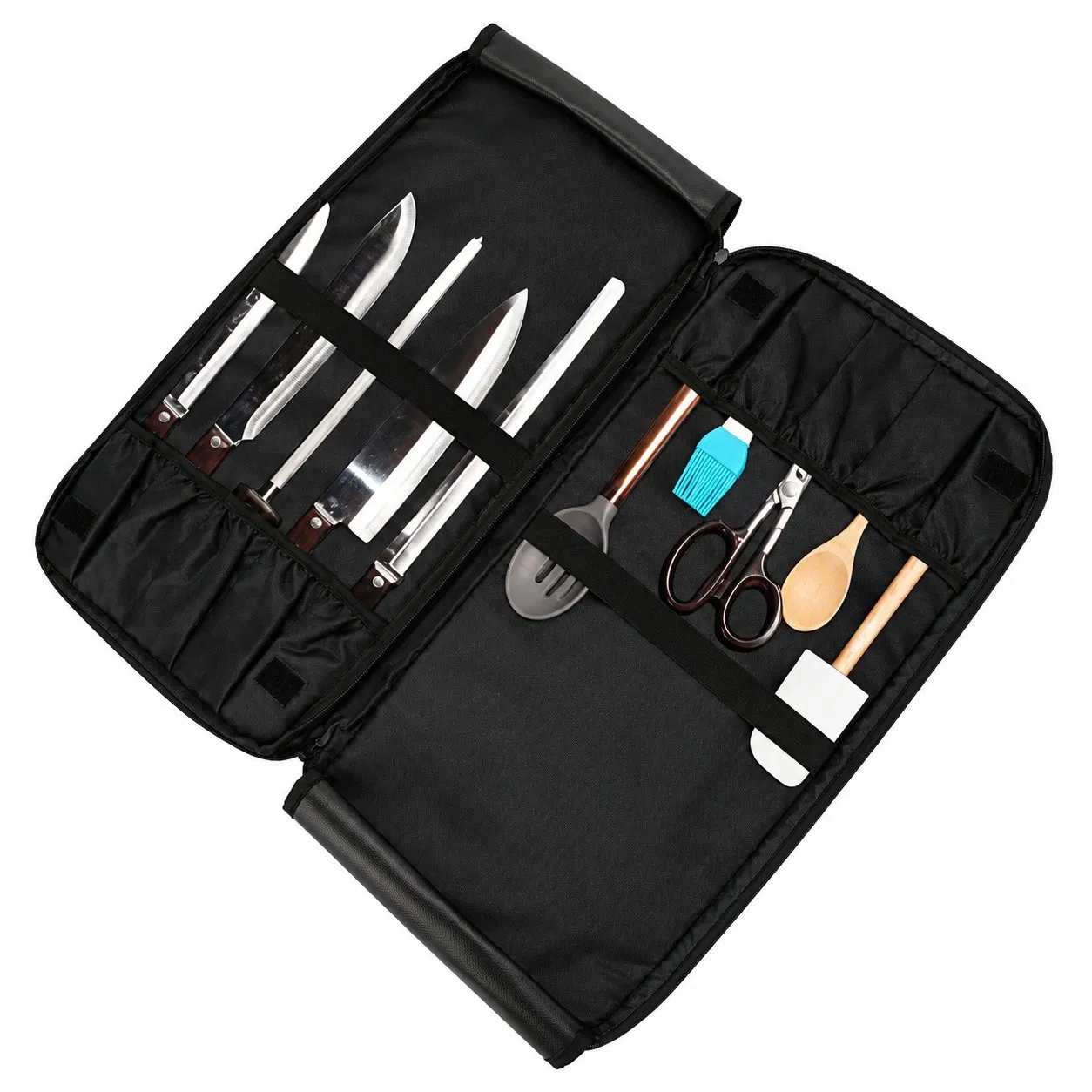 Custom Leather Chef Knife Roll Storage Bag with Buckle Closure Portable Tool Case for Kitchen Travel