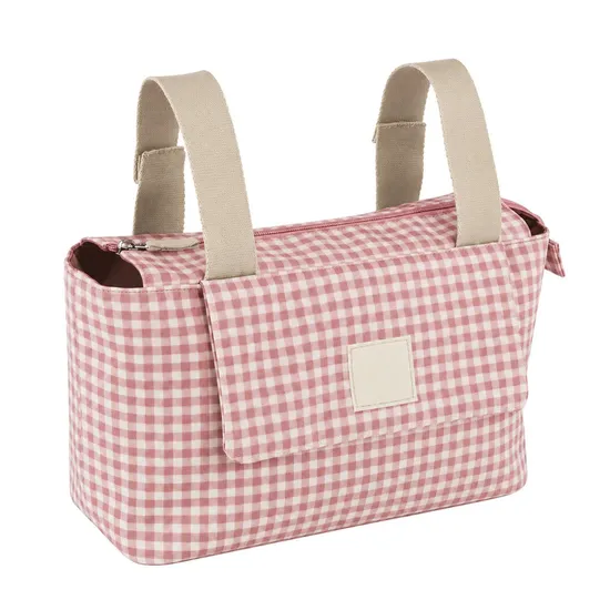 Custom Cotton Stroller Organizer Diaper Bag with Bottle Pocket and Adjustable Hanging Handles