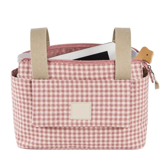 Custom Cotton Stroller Organizer Diaper Bag with Bottle Pocket and Adjustable Hanging Handles