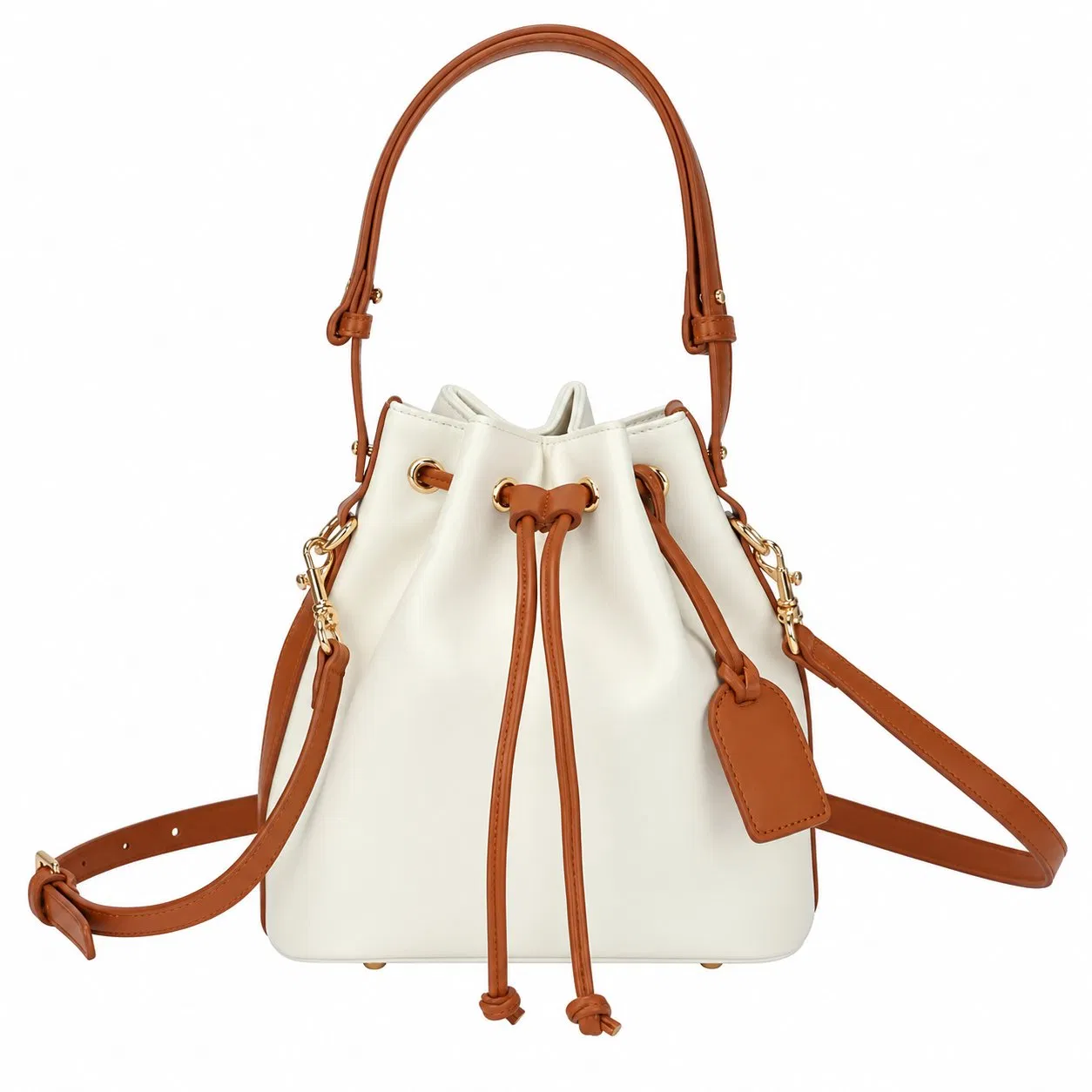 Custom PU Tassel Bucket Crossbody Bag for Women with Zipper and Detachable Adjustable Strap