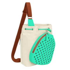 Custom Canvas Pickleball Paddle Bag with Padded Compartments Double Racket Holder and Bottle Pocket