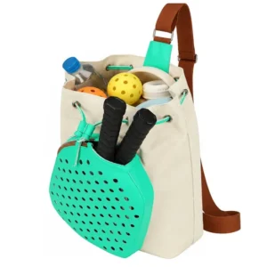 Custom Canvas Pickleball Paddle Bag with Padded Compartments Double Racket Holder and Bottle Pocket