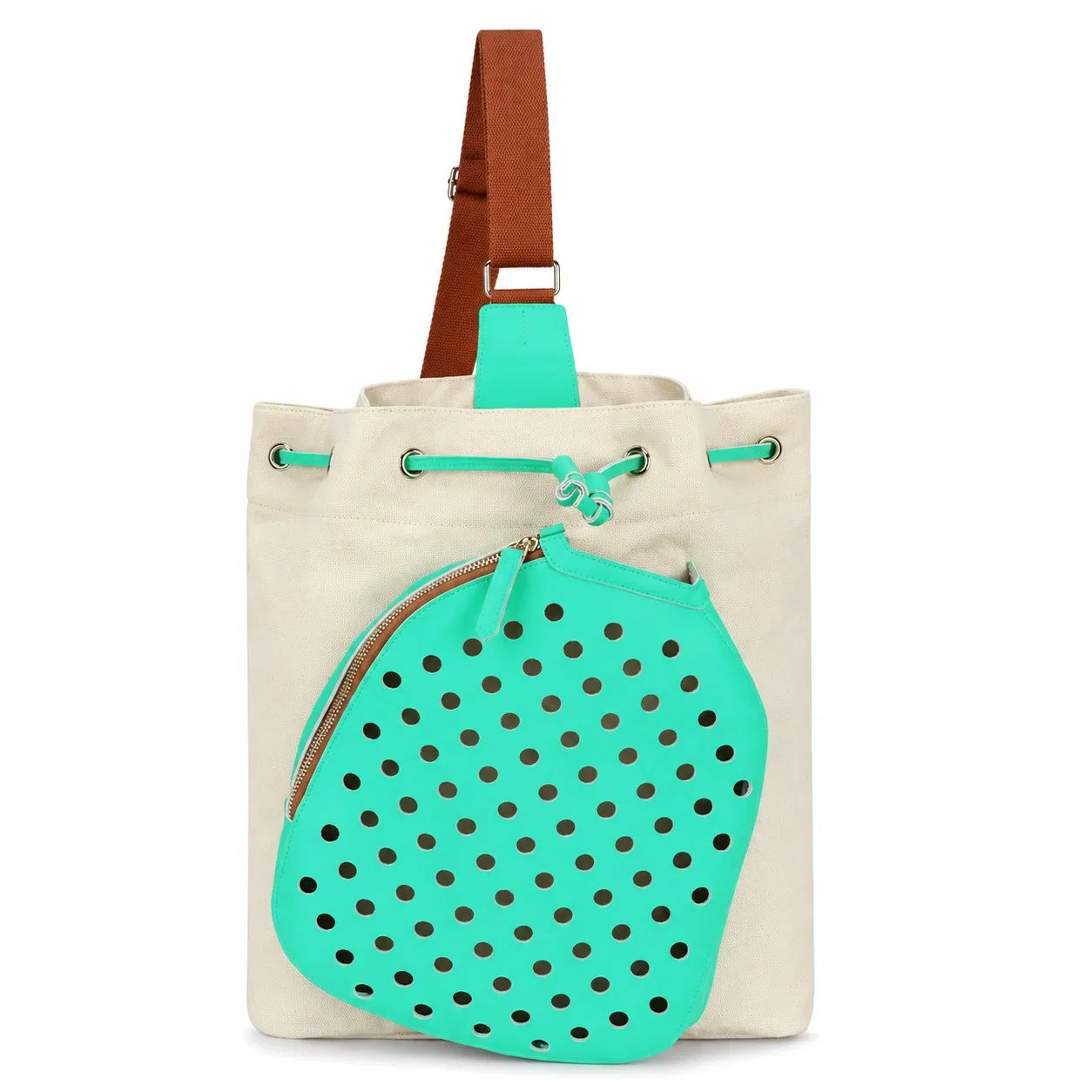 Custom Canvas Crossbody Tote Bag for Pickleball Paddles Tennis and Gym Sports