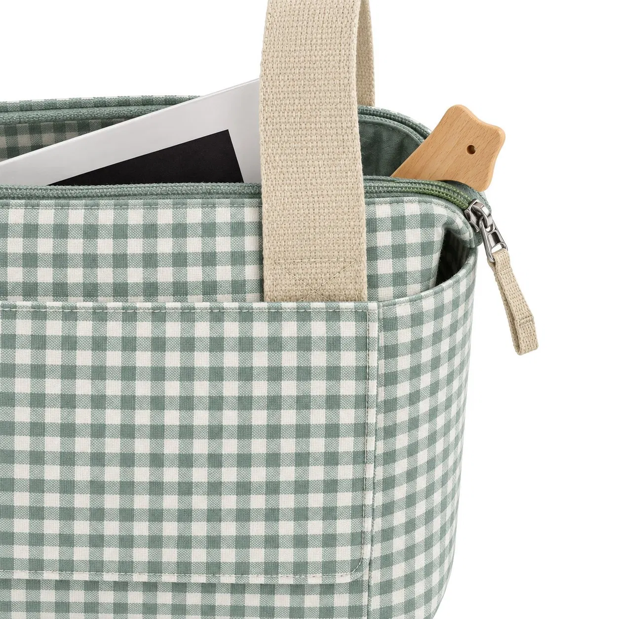 Custom Polyester Cotton Stroller Caddy Diaper Organizer with Baby Bottle Pocket