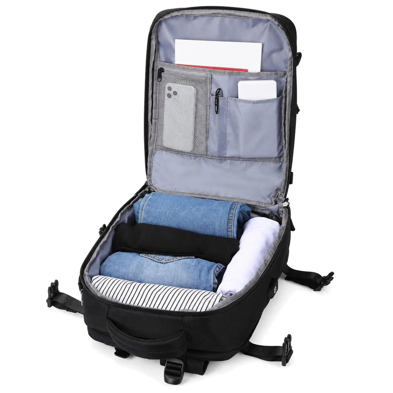 Custom Polyester Travel Laptop Backpack with USB Port Options and Storage Pockets