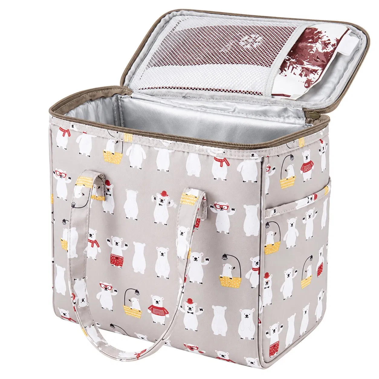 Custom Printed Insulated Lunch Cooler Tote Bag with PEVA Lining for Picnic and Beach