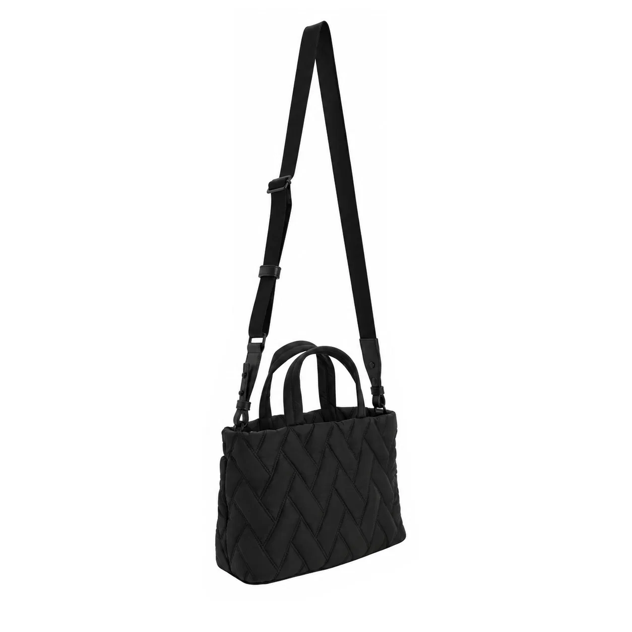 Custom Quilted Nylon Tote Crossbody Shoulder Bag with Polyester Lining and Zipper