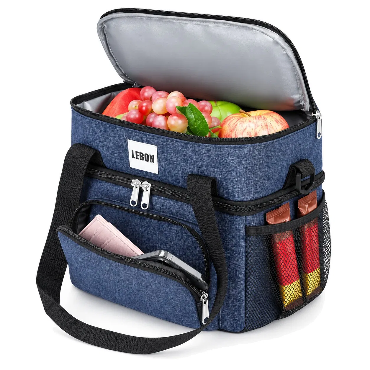 Custom Printed Polyester Insulated Double Layer Lunch Bag for Picnic and Food Storage