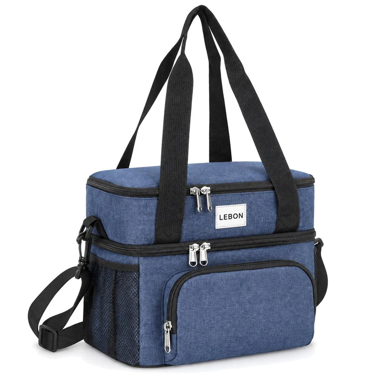 Custom Printed Polyester Insulated Double Layer Lunch Bag for Picnic and Food Storage