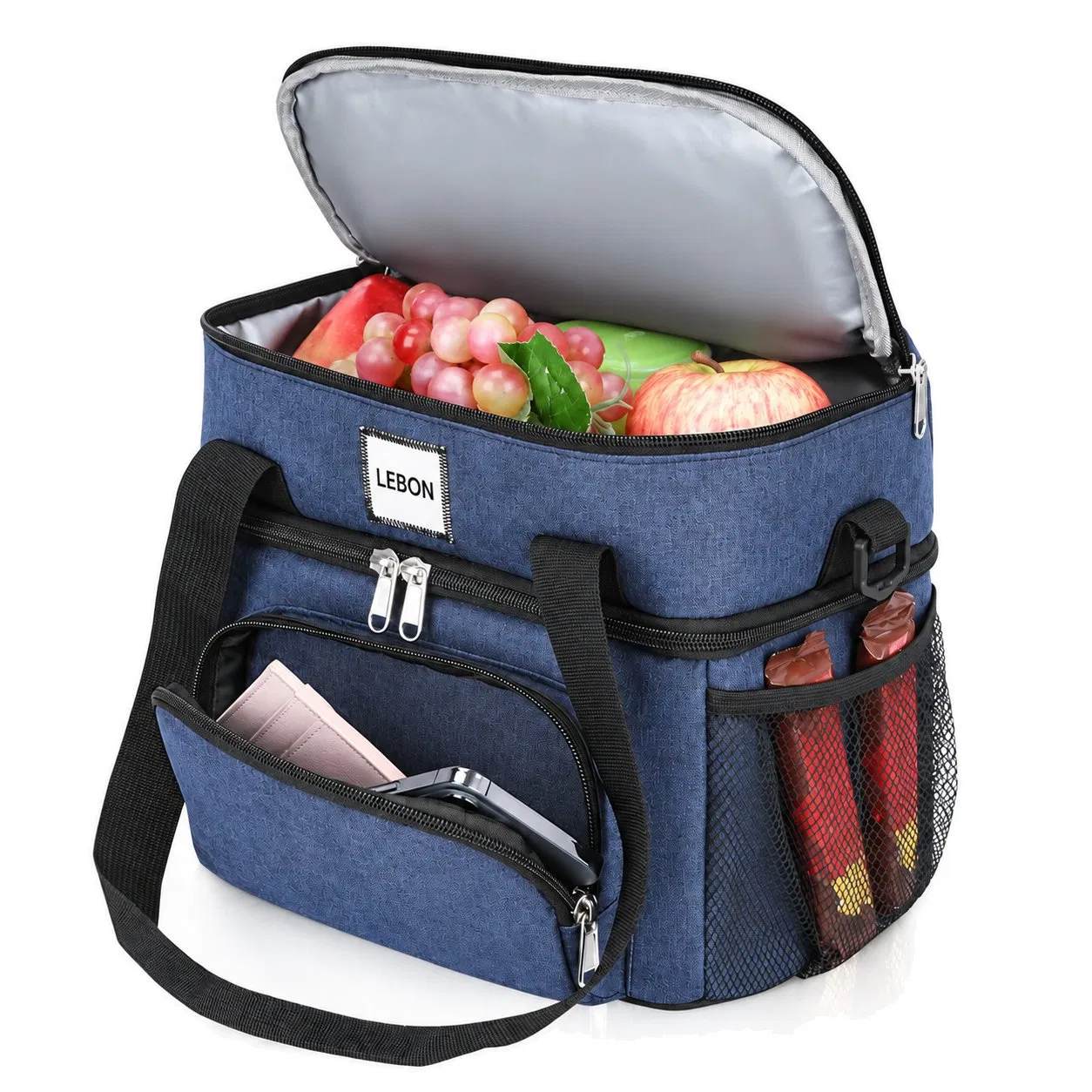 Custom Printed Polyester Insulated Double Layer Lunch Bag for Picnic and Food Storage