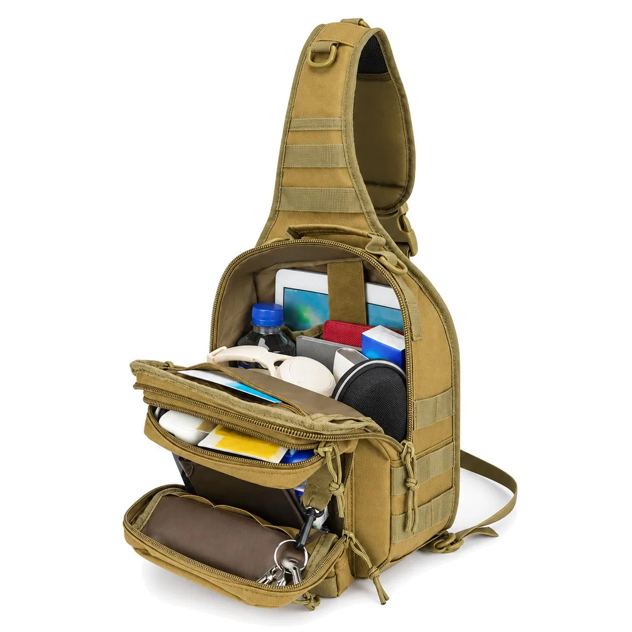 Custom Oxford Outdoor Sling Crossbody Chest Bag with Zipper Pocket for Camping and Hiking