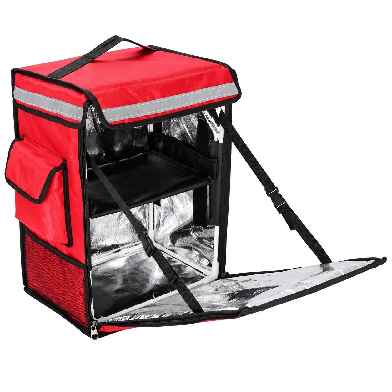 Custom Polyester Oxford Insulated Food Delivery Backpack with Foil Lining Frame and Divider
