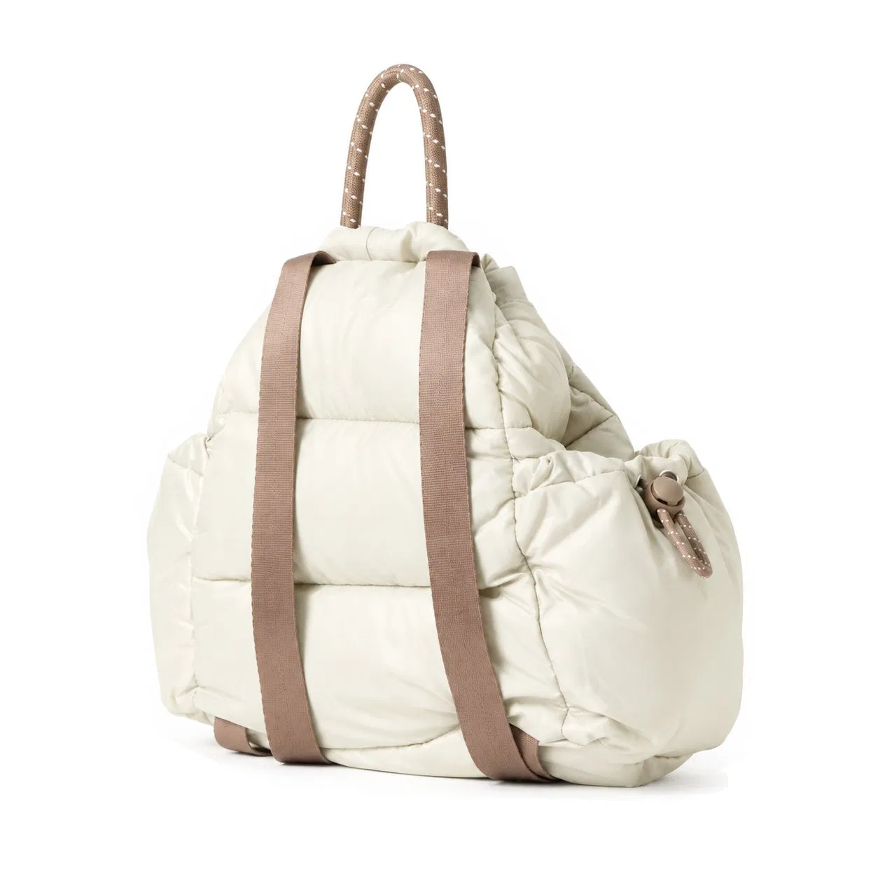 Custom Quilted Puffy Nylon Backpack with Polyester Lining Side Pockets and Adjustable Straps